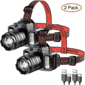 Lampara Frontal LED Super Brillante Recargable USB Interior de Cabeza Con Zoom - Imagen 1 de 21