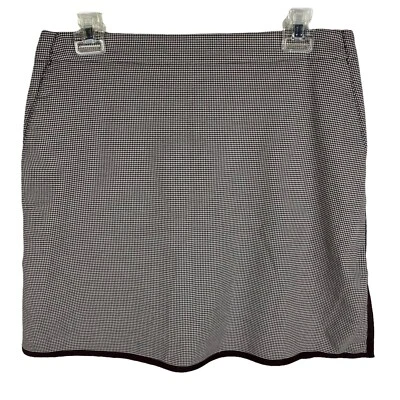 Tail White Label Brown Check A-Line Pull-On Golf/Tennis Skort Zipper Size 10 - Image 1 of 4