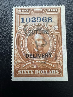 US Scott #RC18 $60 Future Delivery Stamp- Pen & Cut Cancel (See Description!) - Image 1 of 2