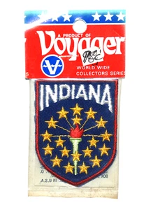 State of INDIANA bestickt Aufnäher Patch Fackel Sterne Souvenir Voyager Originals - Bild 1 von 8