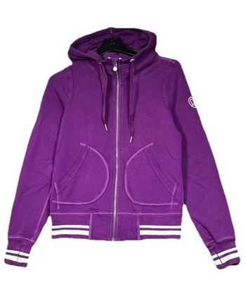 Sudadera con Capucha de Buceo Lululemon Cremallera Completa Púrpura Talla 6 Borde a Rayas Logo Athleisure Foto 1 de 4