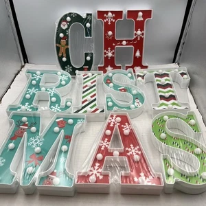 Christmas Decorations - 9 LED Letters Lights 'CHRISTMAS' Decor 8.6” NEW - Picture 1 of 14