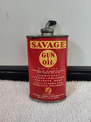 Lata de aceite de pistola Savage de colección Chicopee Falls, lata vacía en masa  Foto 1 de 4