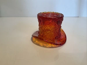 Vintage Fenton Daisy & Button Amberina Red/Yellow Glass Top Hat - Picture 1 of 7