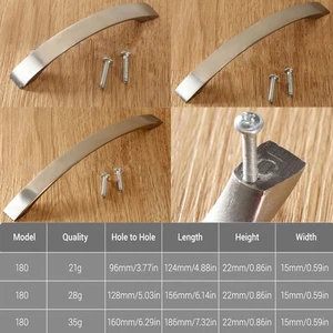 Drawer Handles Wardrobe Pull Handles Cabinet Furniture Handles Brushed Nickel - Picture 1 of 11