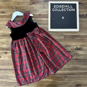Edgehill Collection Black Velvet & Red Tartan Plaid Dress 6 - Picture 1 of 8