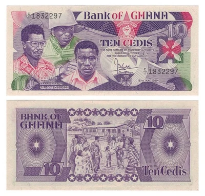 Ghana 10 Cedi (15.05.1984) - Ghanian Revolutionaries/p-23, B124a UNC - Image 1 of 3