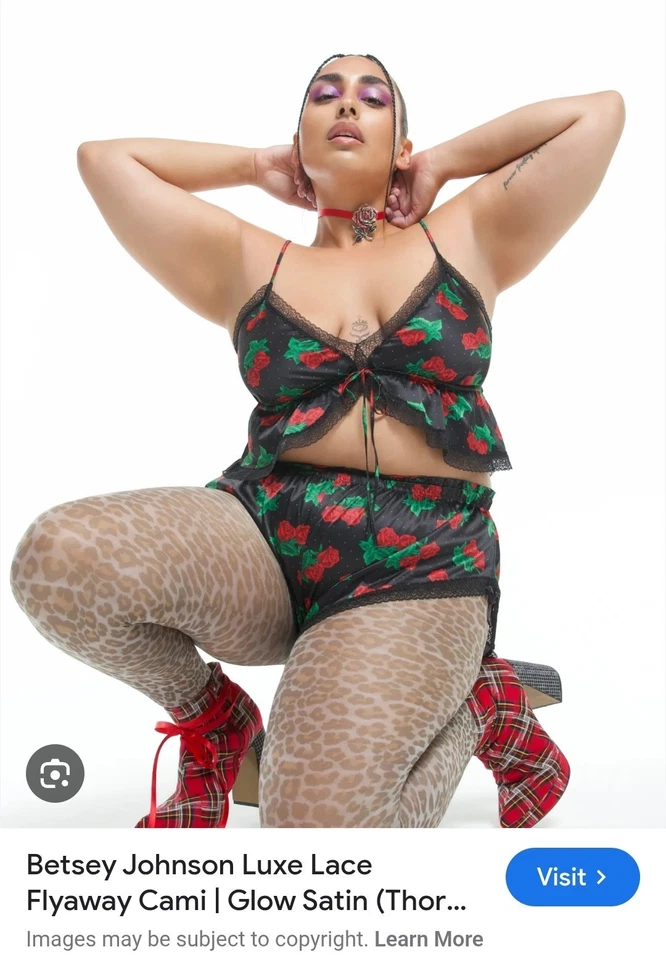 XL Betsey Johnson + Parade Blace Encaje Rosa Lunares Fly Away Cami Foto 1 de 4