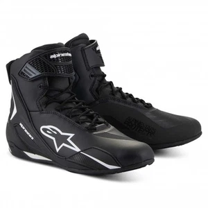 Alpinestars Lace-Up Boots - Men's Faster-4 Riding Shoes (Black/White) - Picture 1 of 7
