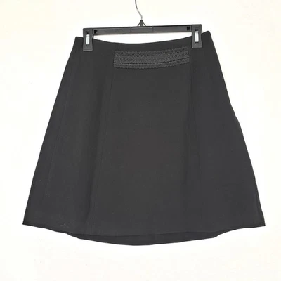 Tahari ASL Black Skirt Women's Size 2 A Line Above Knee Embellished Trim Career - Image 1 of 4