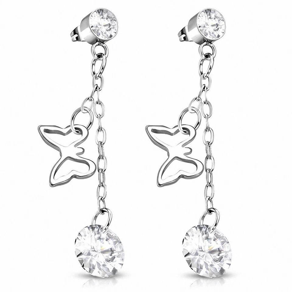 Pendientes De Acero Inoxidable Con Charms Y Péndulos Con CZ INC - Imagen 1 de 1