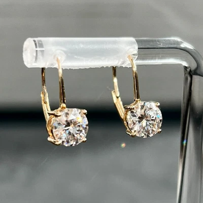 5 Ct White Diamonds Designer Earrings, Yellow Finish-Great luster.Certified. - Image 1 of 4
