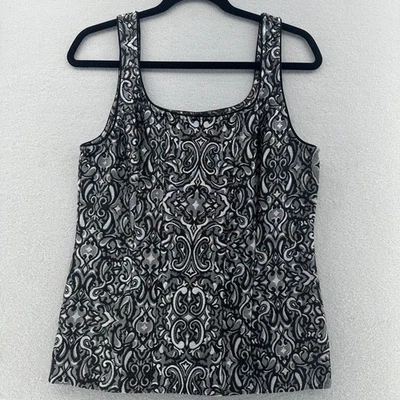 Corsé sin mangas White House Black Market talla L negro blanco estampado sin mangas Foto 1 de 4
