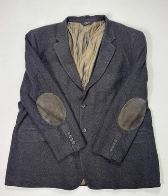 Joseph & Feiss Gold Blazer Men’s 52R Wool Cashmere Brown Blue Elbow Patches - Image 1 of 4
