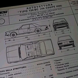 FIAT 130 BC COUPE 3200 COPIA SCHEDA OMOLOGAZIONE ITALIANA 1971 ASI - Imagen 1 de 9