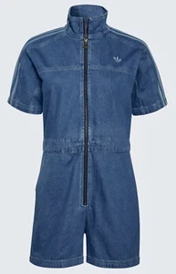 ADIDAS ORIGINALS Adicolor Denim Bahia Blue Jumpsuit Romper NEW Womens Sz XS S M - Picture 1 of 13