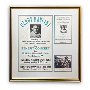 "Foto enmarcada 23,5x23 del programa de volantes de concierto benéfico firmado por Henry Mancini" - Imagen 1 de 16