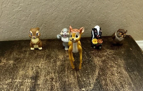 5 Bambi Figures Lot | Thumper | Flower | Girl Bunny Plastic PVC Cake Topper Toys Cover