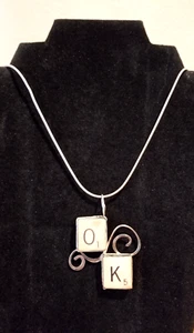 Unique Vintage Artisan 925 Sterling Bold "OK" Pendant Necklace** - Picture 1 of 6