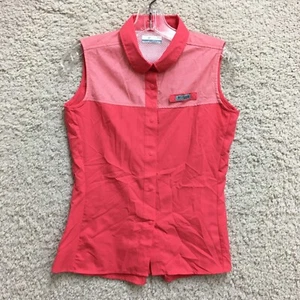 Columbia PFG Shirt Large Youth Pink Button Up Sleeveless Vented Outdoor Girls L - Picture 1 of 11