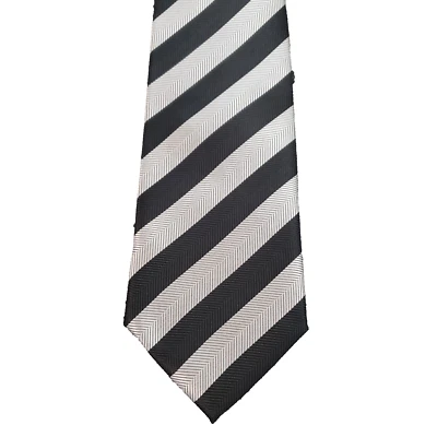 firenze tie striped gray black 100% silk 57x3.5 - Image 1 of 4