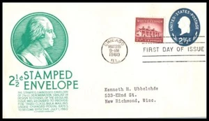 1960 Washington 2.5c Sc U542 stationery FDC with cachet C. Stephen Anderson (J21 - Picture 1 of 1