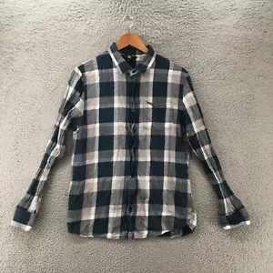 Volcom Button Down Flannel Shirt Mens M Blue Plaid Check Long Sleeve Cotton - Picture 1 of 11