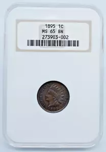 1895 Indian Head Cent NGC MS 65 BN Nice Toning Old Holder - C1990 - Picture 1 of 4