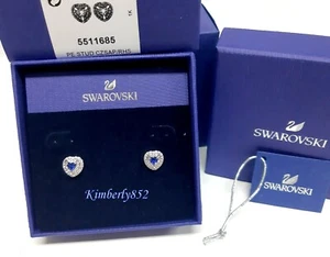 Swarovski One Stud Pierced Earrings Heart RHS 125th Ann. Blue Crystal 5511685 - Picture 1 of 5
