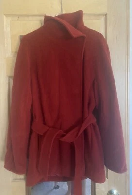 Akris Punto Angora Blend Red Belted Coat Jacket Sz 4 EUC - Image 1 of 4