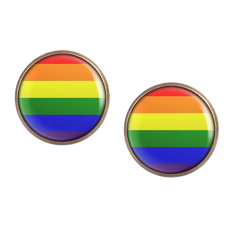 Mylery Ohrstecker Paar mit Motiv Regenbogen-Fahne Rainbow-Flag LGBT bronze versc - Bild 1 von 1