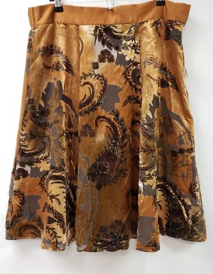 OFERTA*NUEVO~COLDWATER CREEK~TERCIOPELO QUEMADO~FLARE, HASTA LA RODILLA~FALDA~TALLA PETITE PXL Foto 1 de 4