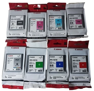 8x Orig. Canon PFI-101 BK MBK M G R PGY PC PM Tintenpatronen Set Satz NEU OVP - Bild 1 von 1