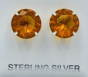 LAB CREATED 10.18 Cts YELLOW TOPAZ STUD EARRINGS .925 Sterling Silver - NWT - Picture 1 of 3