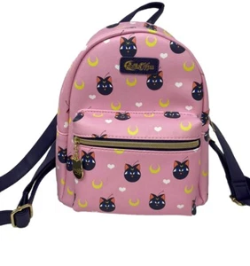 Sailor Moon Small Child's Backpack Purse Pink with Black Cats - Picture 1 of 6