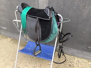 Shetland Pony Saddle Set,bridle,bit,stirrups,girth,leathers, Green (Ref SS3) - Bild 1 von 14