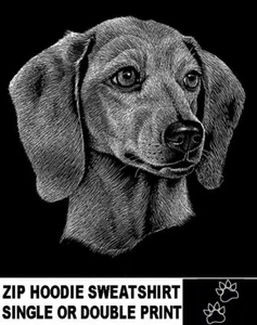 Incredibly Detailed Dachshund Art Custom Printed On Zip Hoodie Sweatshirt AB745 - Picture 1 of 12