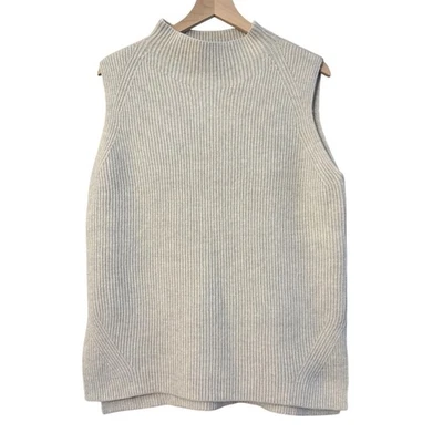 Ann Taylor Mujer Suéter Tejido Sin Mangas Cuello Simulado Pullover Chaleco Talla L Beige Foto 1 de 4