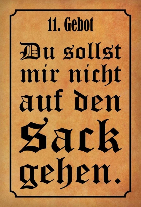 mrdeco Blechschild 12x18cm gewölbt 11. Gebot sollst Mir Nicht auf den Sack gehen - Bild 1 von 1