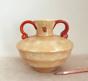 Jarrón sueco Art Deco Upsala Ekeby de 1930 asas de cerámica etiqueta Harald Ostergren - Imagen 1 de 21