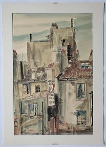 Federzeichnung Aquarell Altstadt Hinterhöfe Montmatre Sammlung Blome 1955 - Picture 1 of 16