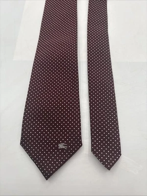 "Corbata Burberry Borgoña con Lunares Blancos 55"" Hecha en Inglaterra Seda" Foto 1 de 4