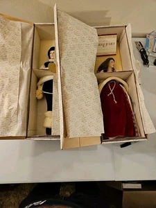 Franklin Heirloom Collection Handpainted Porcelain Romeo & Juliet Dolls w/ Stand - Picture 1 of 10