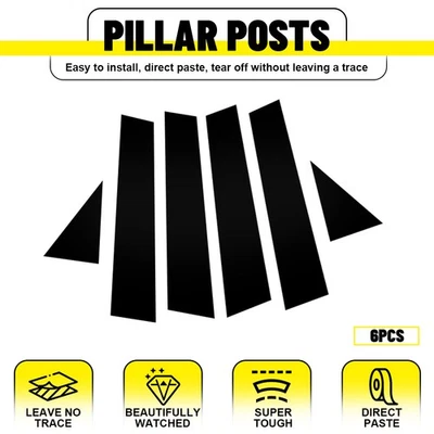 6x Accesorios para molduras de puerta poste de pilar negro brillante Volkswagen Passat 2011-2019 Foto 1 de 4