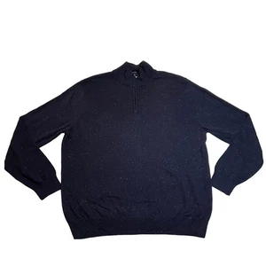 Alan Flusser Cotton Cashmere Blend Quarter Zip Pullover Knit Sweater Size XL - Picture 1 of 8