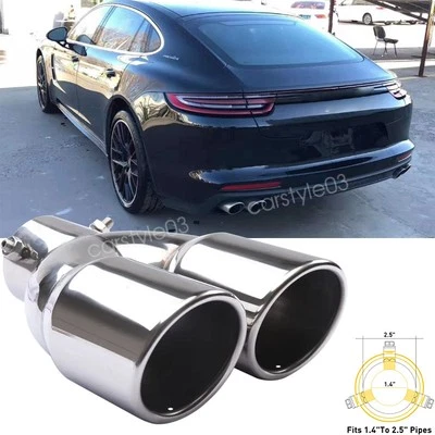 For Porsche Panamera 2.5 Inlet Rear Car Dual Exhaust Muffler Tip Tail Pipe Steel - Image 1 of 4
