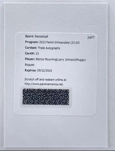 2023-24 Immaculate Collection Triple Auto Mourning Bogues Johnson Redemption - Picture 1 of 1