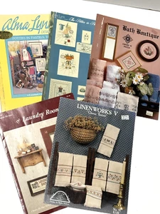 Lot of 5 Vintage Designs Cross-Stitch pattern for Bathroom, Laundry Room - Picture 1 of 3