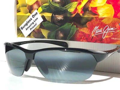 NOVO Óculos de Sol Maui Jim HOT SANDS Preto Brilhante POLARIZADO Cinza Neutro Lente 426-02 - Imagem 1 de 4