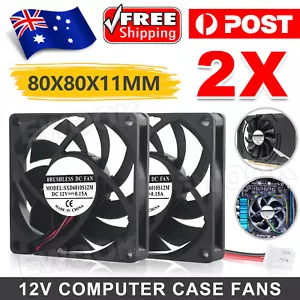 80x80x10mm DC 12V Brushless Silent Computer PC Case Cooling Cooler Fans Black A - Picture 1 of 9